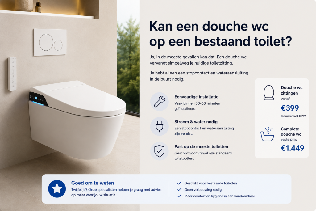 kan een douche wc op een bestaand toilet?