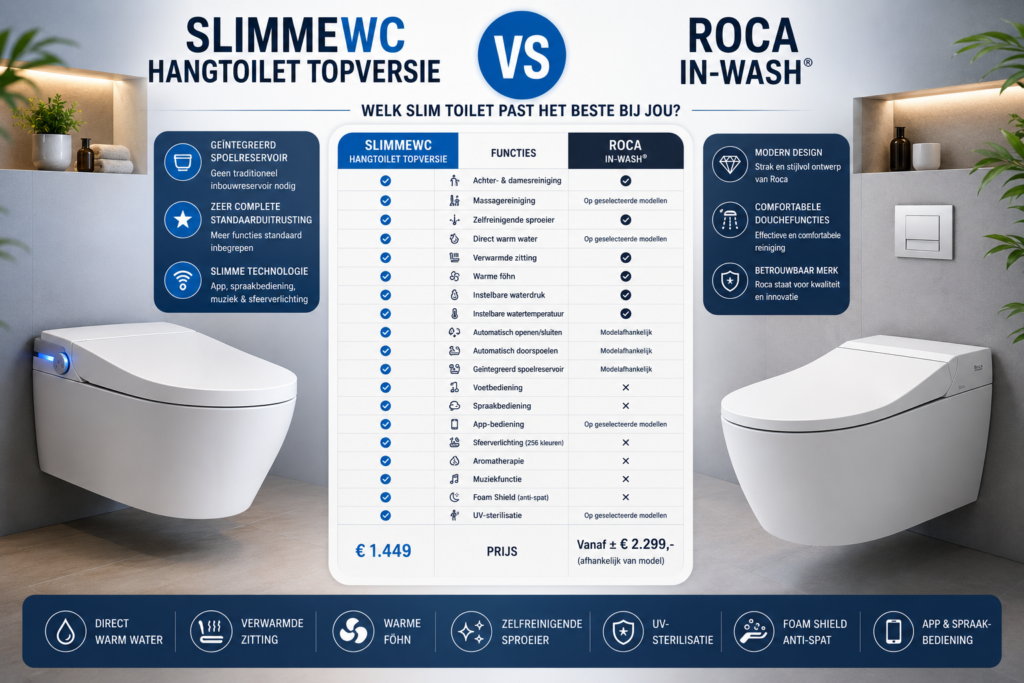 SlimmeWC Hangtoilet Topversie vs Roca In-Wash