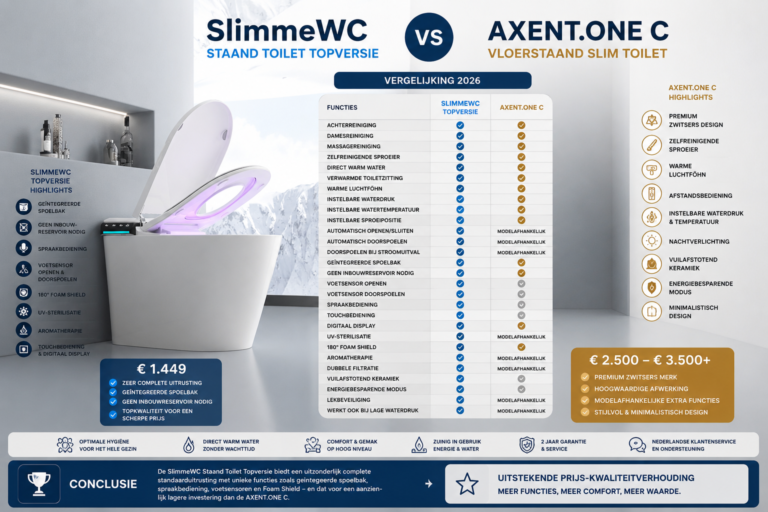 SlimmeWC Staand Toilet Topversie vs AXENT.ONE C