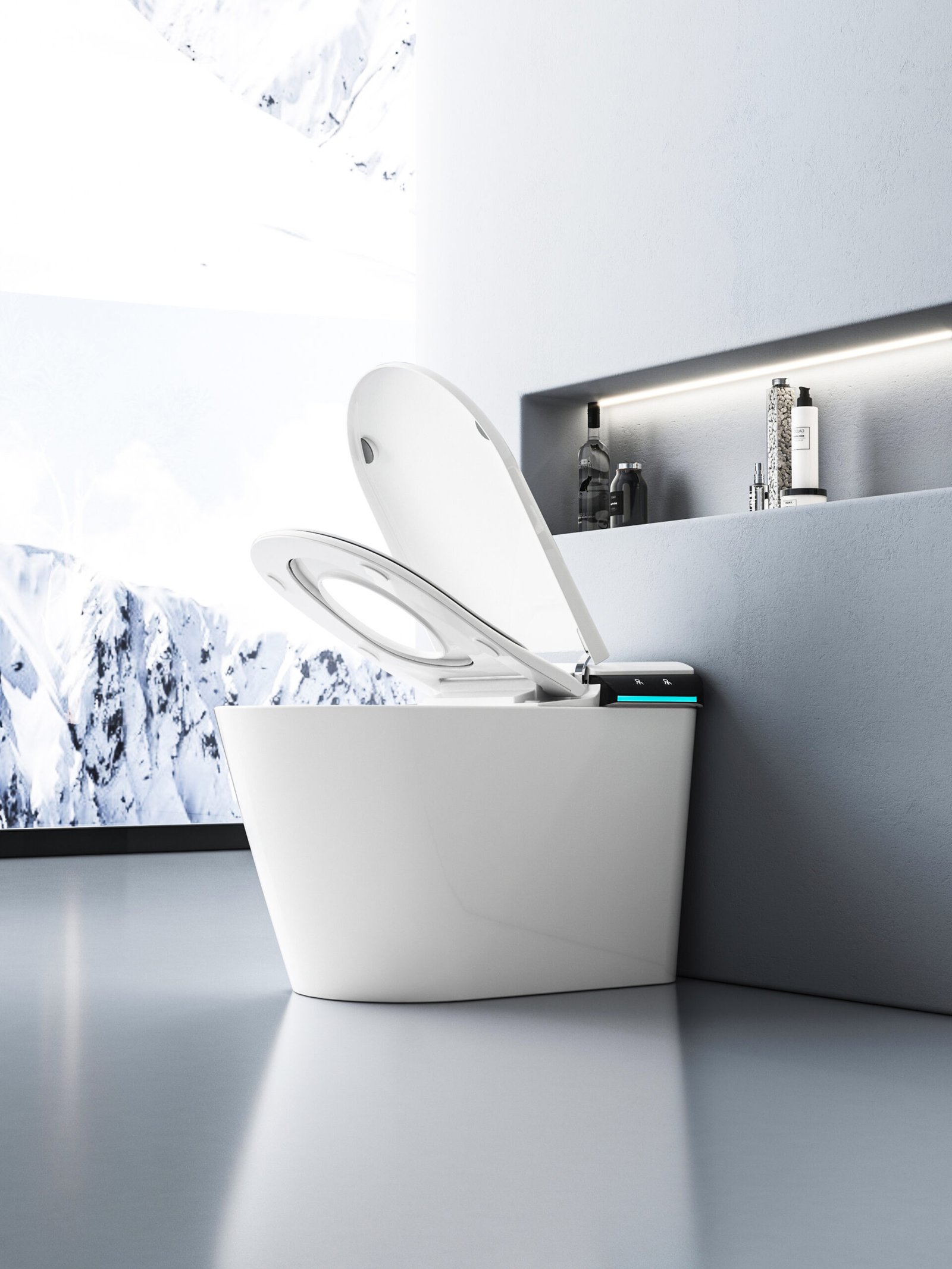 Staand Topversie Toilet met klep open en dicht